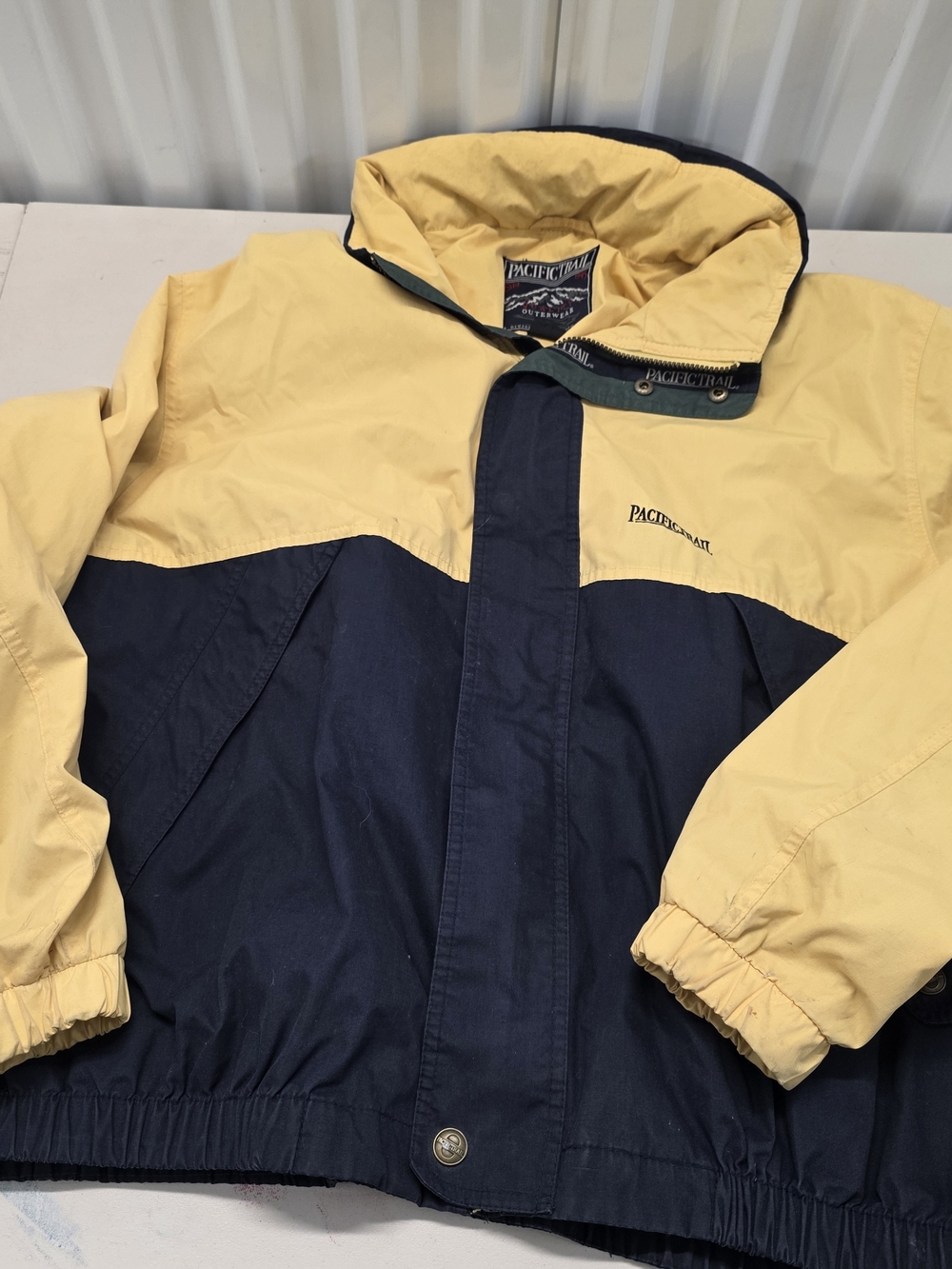 Pacific Trail Jacket Mens XXL Yellow Navy Colorblock Windbreaker Full Zip Outdoo
